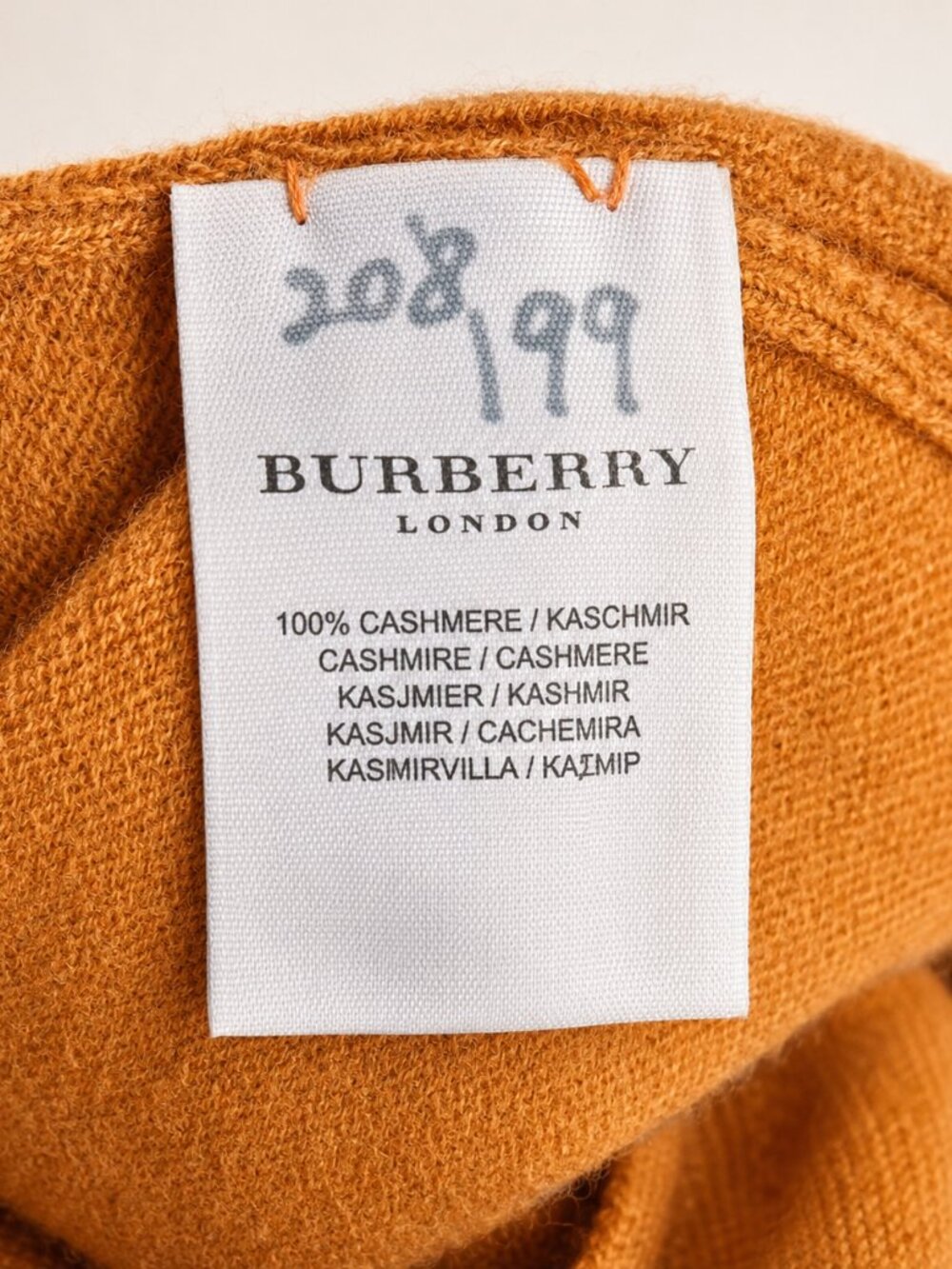 Burberry London 100% Cashmere Belted Cardigan Orange Size L Made in Italy - Picture 8 of 10